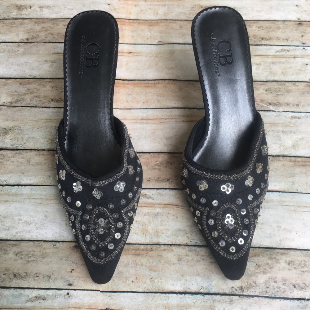SZ 9 Bedazzled Heeled Mules